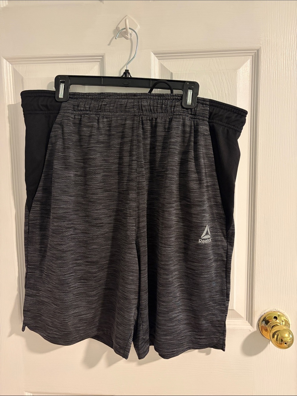 Reebok Men's Dark Gray Heather Athletic Shorts with Black Panels